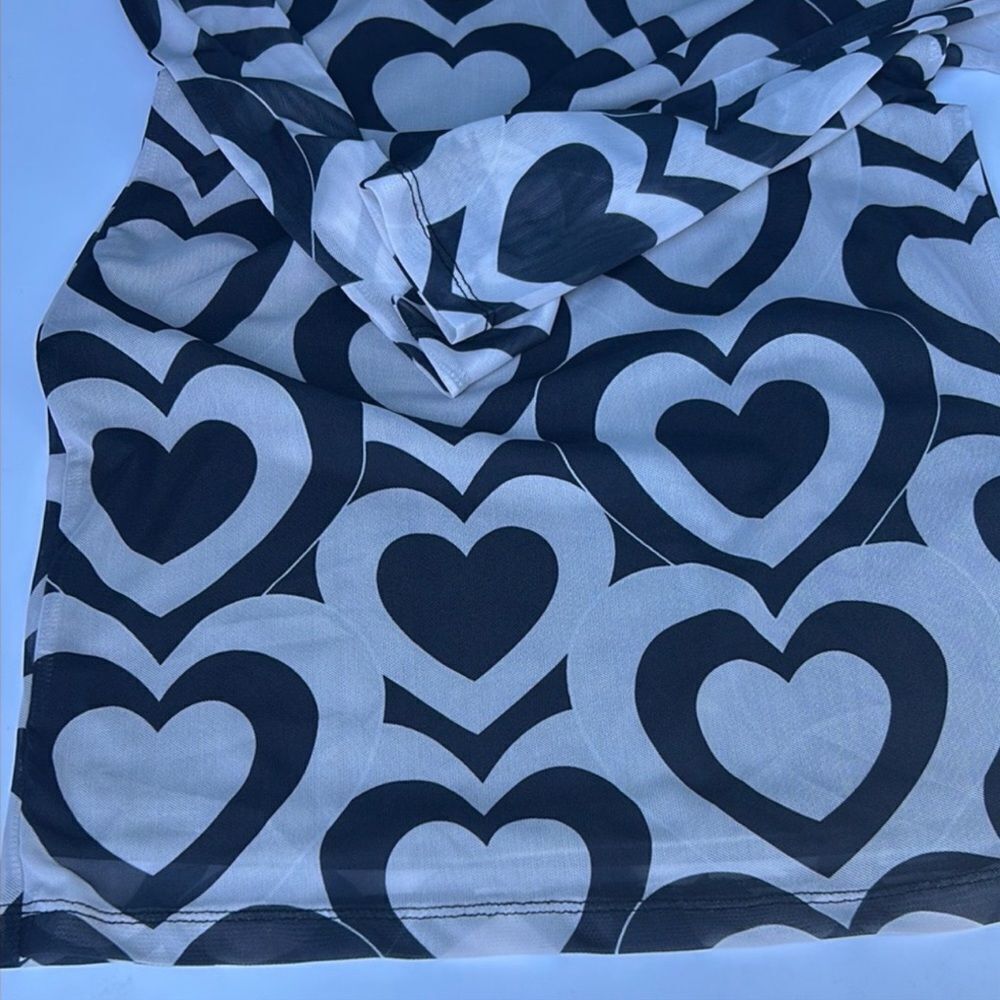NWT ASOS | Violet Romance | Collared Mesh Mini Dress in Heart Print - Picture 6 of 8